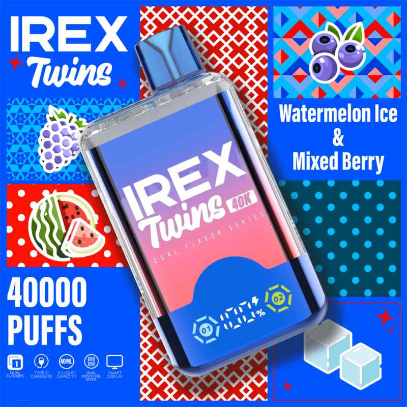 Watermelon IceMixed BerryIREX TWINS 40K Puffs Watermelon IceMixed BerryIREX TWINS 40K Puffs